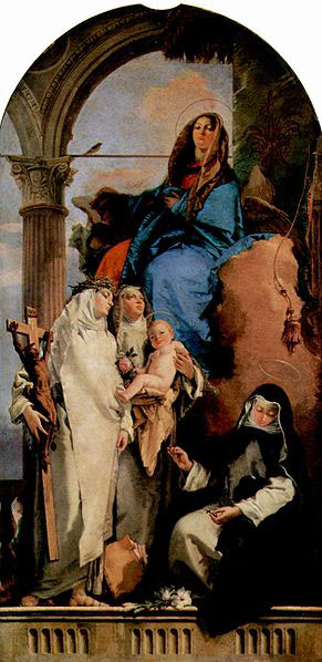 Madonna mit Hl. Katharina, Hl. Rosa, die das Kind halt und der hockenden Hl. Agnes